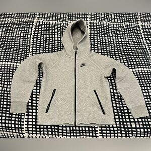 Nike Kids Sportswear Tech Fleece Full-Zip Gray Hooded Jacket size L FD2979-063
